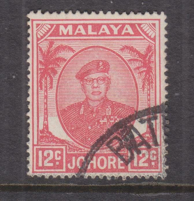 JOHORE, 1952 Sultan 12c. Scarlet, used.