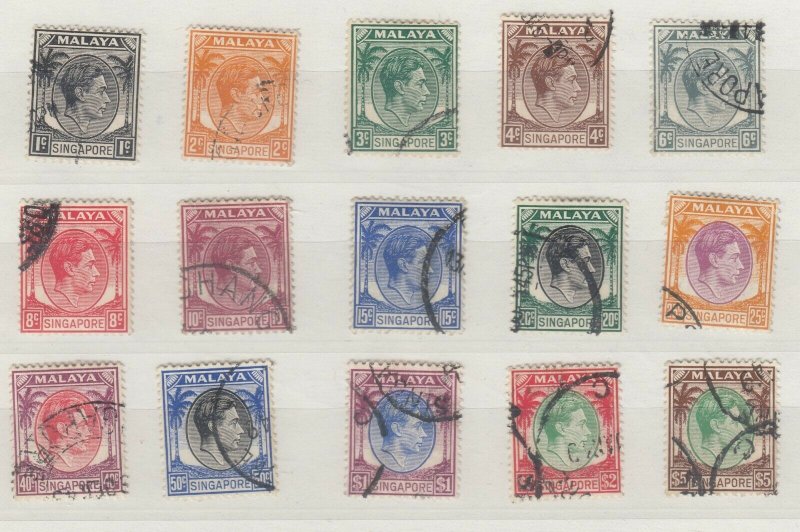 Malaya Singapore KGVI 1948 Set To $5 SG1/15 VFU J8092