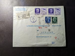 1943 Censored Registered Italy Cover Treviso to Munich Germany