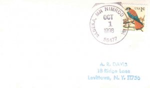 United States Minnesota Nimrod MN Br. Sebeka 56477 1996 violet cds  DPO  Post...