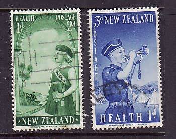 New Zealand-Sc#B54-5-used Semi-Postal-Boys' and Girls' Brigade-1958-id4-