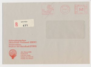 Registered meter cover Switzerland 1991 Handball - World Championship 1993