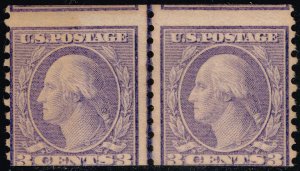 US #494 George Washington Miscut Joint Line Pair; MNH (2Stars)