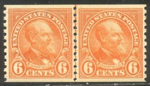 U.S. #723 CHOICE Mint XF/SUP Line Pair w/ Cert - 1932 6c Orange, Coil