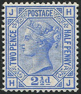 GB 1880 2½d sg157 plate 22 very fine mint superb l/m well centred, rich colour