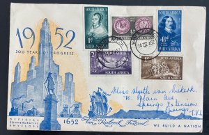 1952 South Africa First Day Souvenir Cover Van Riebeeck 300 years of Progress b