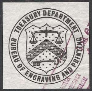 US Treasury Dept, Bureau of Engraving & Printing Used Official Seal VF 1976