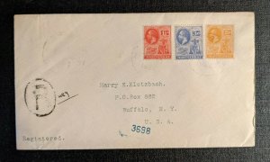 1926 Montserrat Registered Cover to Buffalo NY Via New York City