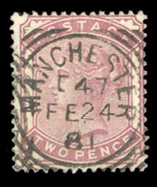 British Commonwealth - Great Britain #81 Cat$100, 1880 2p lilac rose, Manches...