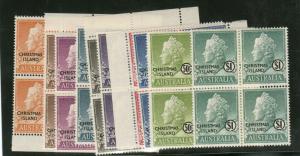 Christmas Islands #1 - #10 Very Fine Never Hinged Set In Blocks