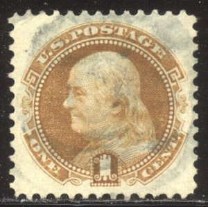 U.S. #123 CHOICE XF/SUP Used - 1875 1c Franklin RE-ISSUE