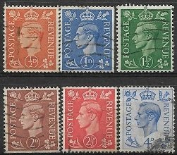 1950 Great Britain   King George V  SC# 280-285   Used