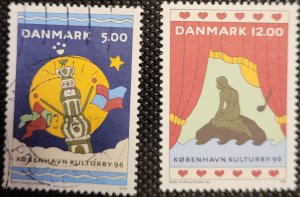 Denmark, 1996, Copenhagen Culture Cartoon views, #1042,1044, SCV$4.70