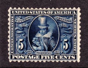 US 330 5c Jamestown Mint VF OG H SCV $115