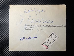 1961 Registered Saudi Arabia Cover Riyadh to Stuttgart Germany National Bank