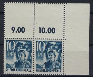 Germany - under French occupation Scott # 6N3; mint nh, pair, var size