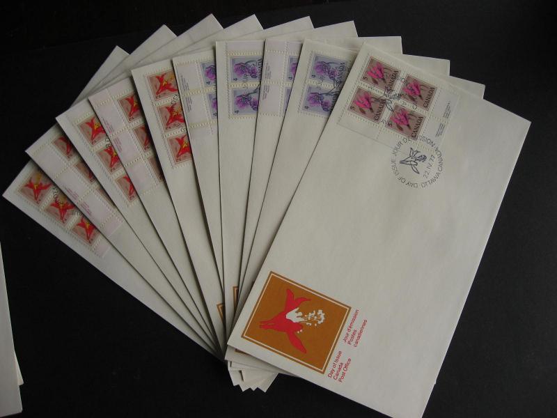 Canada 50 different 1970s FDC Blocks, MS, PB, HV etc