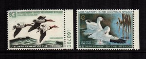 United States RW32+Rw37 MH  duck stamps  Cat $100.00