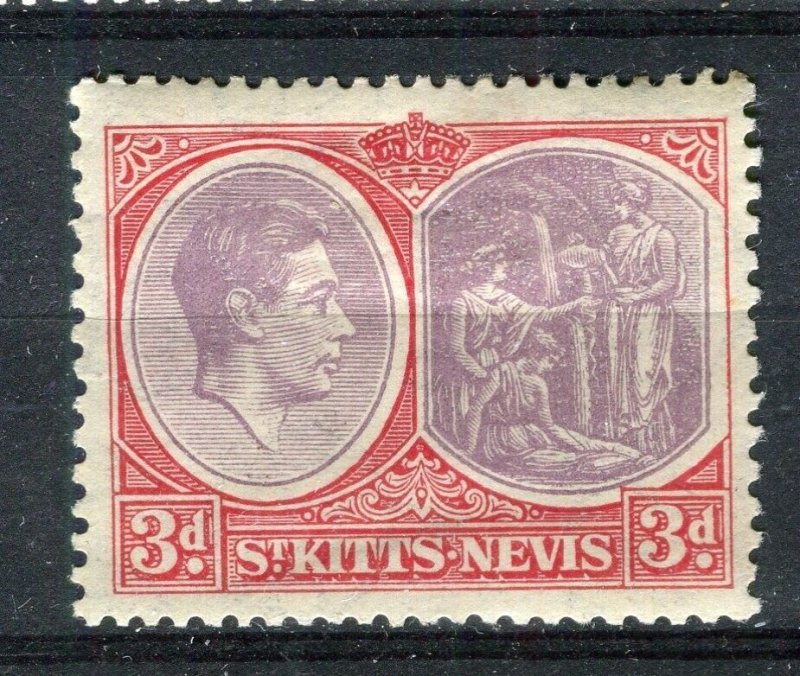 ST. KITTS; 1938 early GVI pictorial issue fine Mint hinged Shade of 3d. value