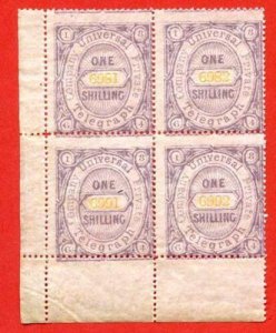 1/- Private Telegraph Block 4 Mint Unmounted Mint/Slight Foxing 