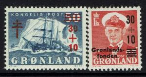 Greenland SC# B1 and B2, Mint Hinged, small Hinge Remnant -  Lot 032617