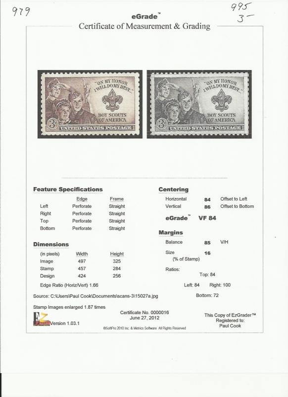 # 995 MINT NEVER HINGED BOY SCOUTS VF+