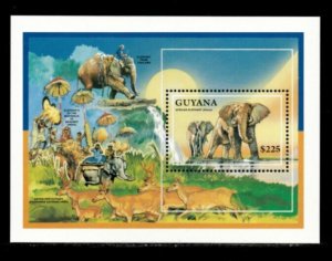 Guyana 1992 - Elephants - Souvenir Sheet Stamp - Scott #2608 - MNH