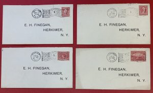 U.S., Scott #320, 368, 371, 373, on Covers with Herkimer, N.Y. and Flag Cancels