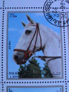 SHARJAH-1972-WORLD FAMOUS LOVELY HORSES CTO FANCY CANCEL SHEET-VERY FINE