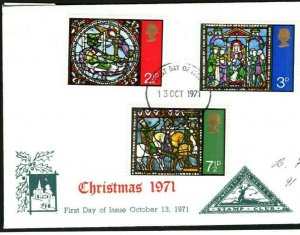 GB RARE 1971 FDC Christmas NORTH HERTS STAMP CLUB Triangle First Day Cover MC194