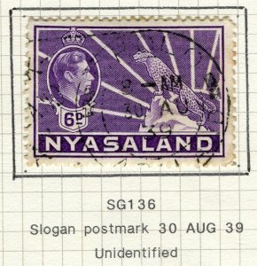 NYASALAND; 1938 early GVI issue fine used Shade of 6d. POSTMARK