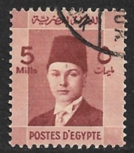 EGYPT 1937-44 5m King Farouk Portrait Issue Sc 210 VFU