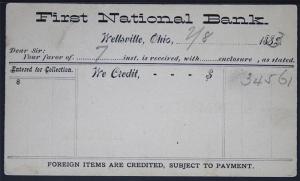 Cover - Sc# UX7 First Natonal Bank of Wellsville Ohio Feb 8, 1883 Fancy  S241