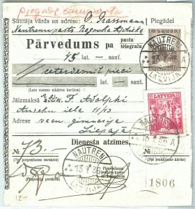 68981 - LATVIA - POSTAL HISTORY - MONEY ORDER: Nautreni 1936-