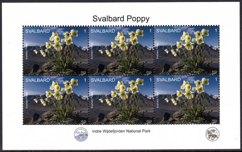 SVALBARD SPITSBERGEN 2023 FLOWERS SVALBARD POPPY NATIONAL PARKS MNH LOCAL STAMP