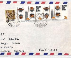 BT289 1973 TANZANIA/BRITISH KUT MIXED FRANKING *Tanga* Commercial Airmail Cover