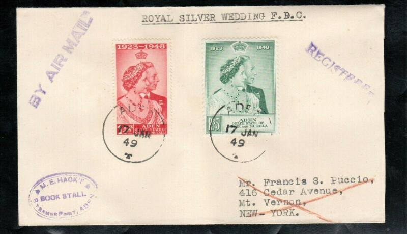 Aden Kathiri State Of Shir & Makalla #14 - #15 Very Fine Used On First Day Cover