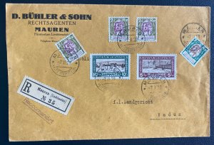 1928 Mauren Liechtenstein Commercial Registered Cover To Vaduz Sc#B7-B8