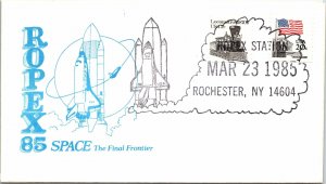 SPACE THE FINAL FRONTIER CACHET EVENT COVER AT ROPEX '85 ROCHESTER NY