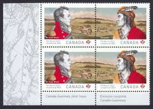 WAR 1812, NATIVE INDIAN = Canada-Guernsey = CANADA 2012 #2554-2555 MNH LL BLOCK