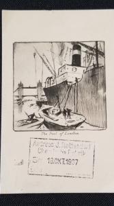 London to Berlin Ship Pool of London Illustrated JR Raphael Postcard Cover 