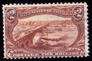#293 F-VF  1898 MISS RIVER BRIDGE $2 TRANS-MISS EXPOSITION  ⭐⭐⭐⭐⭐