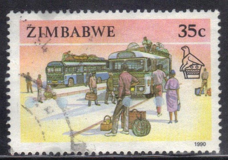 ROSS1374: ZIMBABWE  SC# 627 **USED** 35c 1990  BUSES