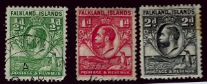 Falkland Islands SC#41-43 Used F-VF sl toning SCV$15.00...Fill a Key Spot!!