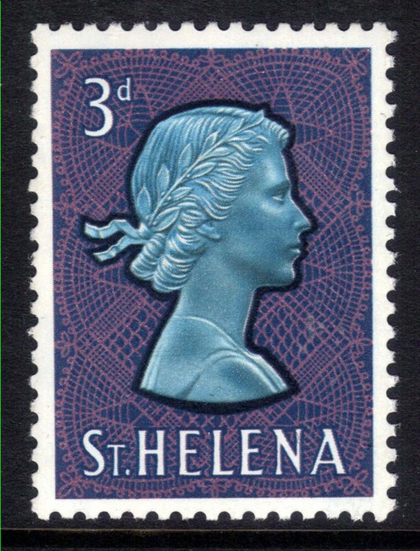 St Helena 1961 - 65 QE2 3d Portrait QE2 Umm Chalk Paper SG 179a ( R1179 )