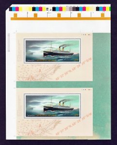 EMPRESS OF IRELAND = Pos.1, 5 = S/Ss  from UNCUT Sheet Colour ID Canada 2014 MNH