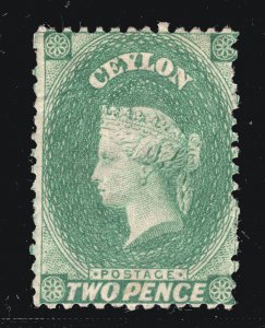 MOMEN: CEYLON SG #50e 1866 EMERALD CROWN CC REVERSED MINT OG H £190 LOT #66994*