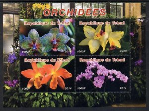 Chad 2014 Orchids #3 perf sheetlet containing 4 values un...