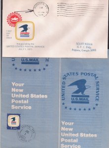 7.1.71 AFFAIR: #1396 incl Augusta GA PRE-DATE NO stamp Jun 25 +stamp on brochure