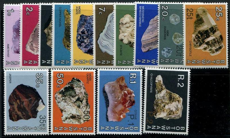 HERRICKSTAMP BOTSWANA Sc.# 155-68 Minerals & Gems Stamps Cat. Value $71.00